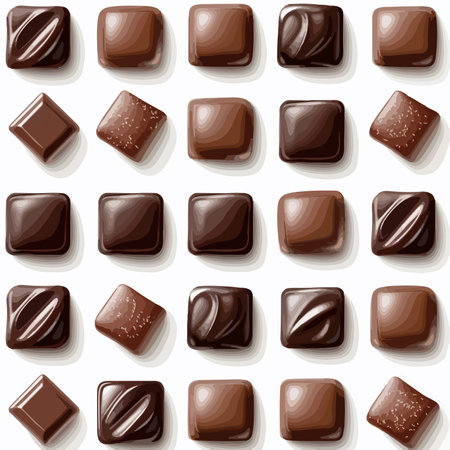 Seamless Chocolate Tile Pattern on White Background with Intricate Geometric Designのイラスト素材