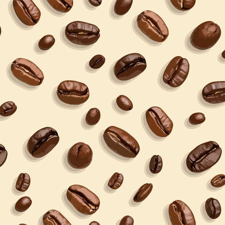 Seamless Coffee Bean Pattern in an Elegant Dithered Beige and Brown Paletteのイラスト素材