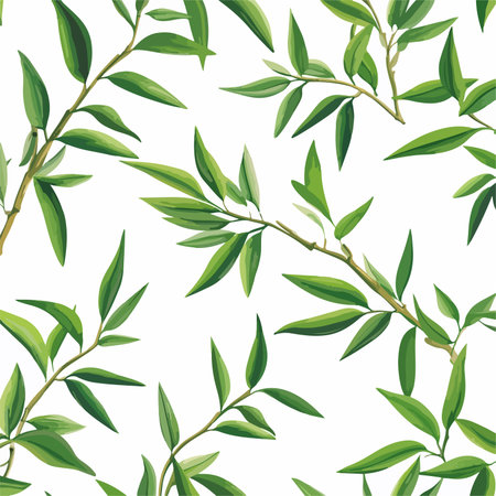 Seamless Rice Paper Wallcovering Decorated with Delicate Plant Motifのイラスト素材