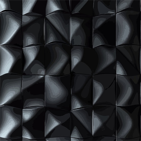Seamless Black Tiles with Folds and Textured Surfaceのイラスト素材