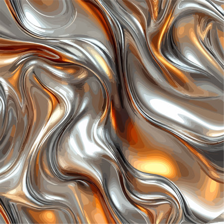 Seamless Flowing Silver and Warm Geometric Pattern with Blue Accentsのイラスト素材