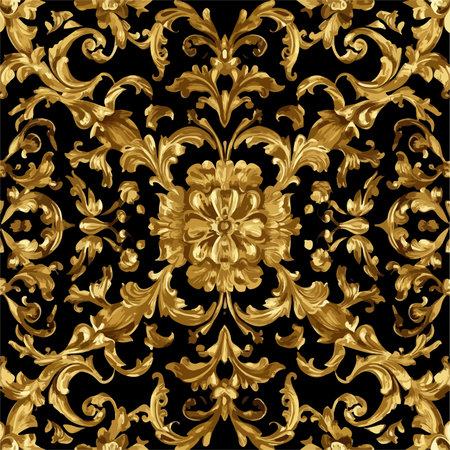 Seamless and Elaborate Gold and Black Abstract Pattern