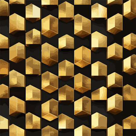 **** Geometric Symphony: Seamless Tapestry of Golden Shapesのイラスト素材