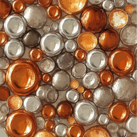 Glossy Metallic Bubbles Forming a Whirling Patternのイラスト素材