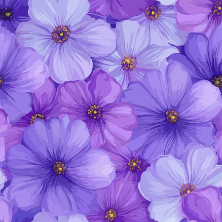 Seamless Pattern of Exquisite Purple Violets on a Natural Background in High Definitionのイラスト素材