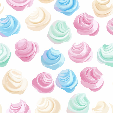 Seamless Pastel Meringue Swirls on a White Backgroundのイラスト素材