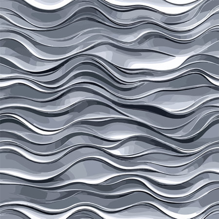 Seamless Silver and Gray Wave Pattern in Toned Shadesのイラスト素材