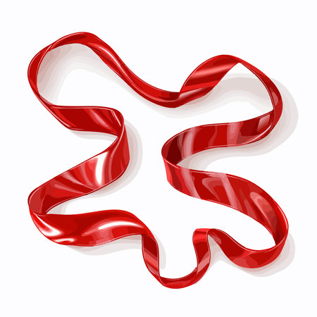Set of Five Shiny and Realistic Red Ribbons for Decoration and Packagingのイラスト素材