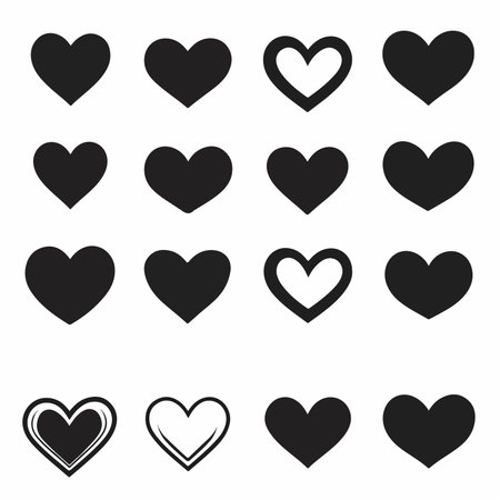 Heart Vector Icons Collection Isolated on Transparent Background for Valentine's Day Designsのイラスト素材