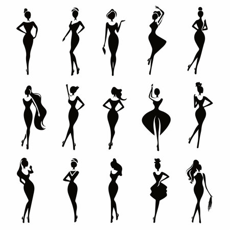 Diverse Collection of Female Profile Icons Isolated on White Backgroundのイラスト素材
