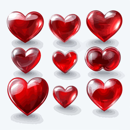 Transparent Background Vector Heart in Vibrant Redのイラスト素材