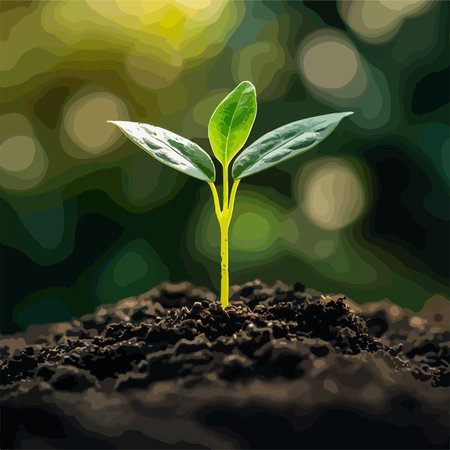 Sprouting Seedling Breaks Through Cracked Earth in Nature's Renewal