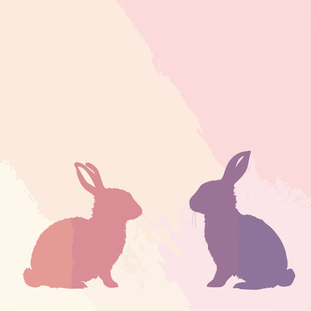 Graceful Rabbit Silhouettes Against Pastel Gradient Canvasのイラスト素材