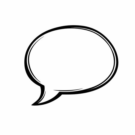 Artistic Abstract Speech Bubble with Line Drawing in Blue and Orange
