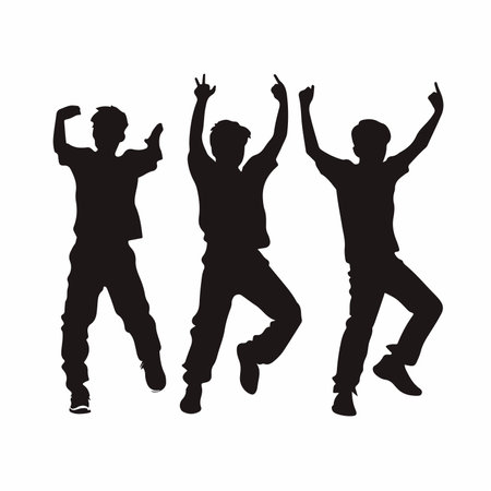 Intriguing Silhouettes of Boys in Unusual Contortions Isolated on a Transparent Backgroundのイラスト素材