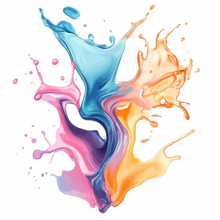 Vivid Color Explosion Splashes Vector Illustration for Abstract Backgroundsのイラスト素材