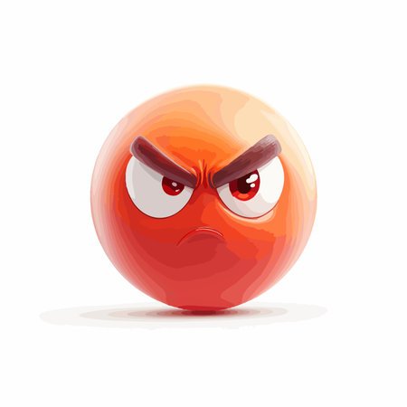 High-Quality Red, Angry Face Emoticon Emoji Close-Upのイラスト素材