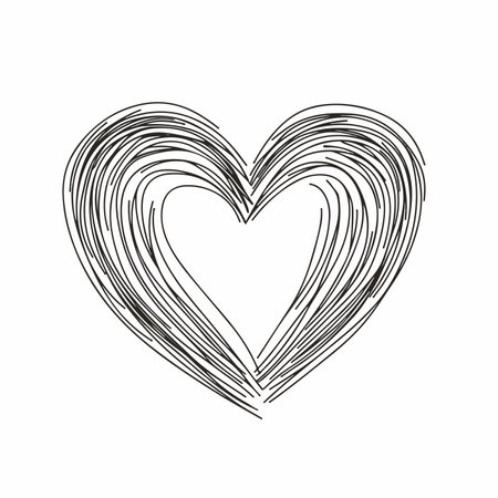 Minimalist Line Art Valentine's Day Greeting Card with Heart Motifのイラスト素材