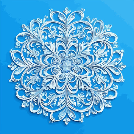 Wintery Blue Background Adorned with Delicate Snowflake Patternsのイラスト素材