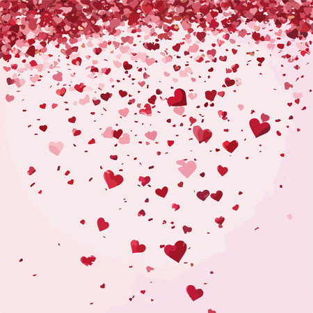 Valentine's Day Heart Confetti Falling Over a White Backgroundのイラスト素材