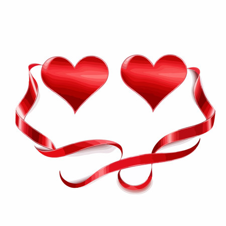 Crimson Calligraphic Love Knots and Ribbon Embellishmentsのイラスト素材