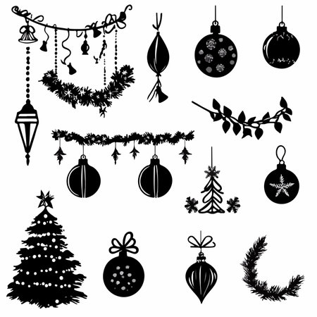 Enchanting Black Silhouette Christmas Decor for a Festive and Festive Ambianceのイラスト素材