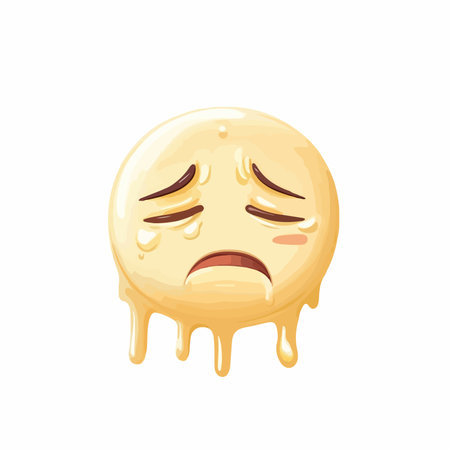 Heartbroken Emoji Expression with Tears Streaming Down Its Cheeksのイラスト素材