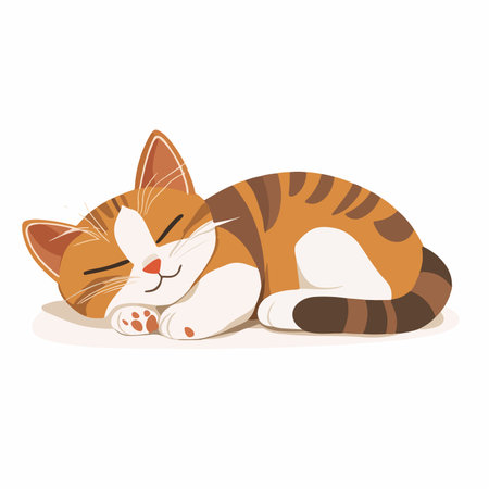 Adorable Illustration of a Sweetly Sleeping Cat with a Unique Identifierのイラスト素材