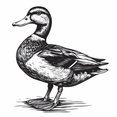 Intricate Black and White Illustration of a Duc e202a5fd a0c1 4122 8307 1e1cbbed2083のイラスト素材