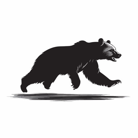 Dynamic Silhouette of a Running Bear Captured in Motionのイラスト素材
