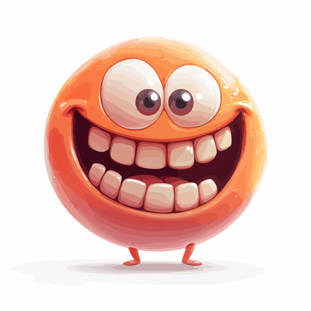 Delighted Grinning Emoji with Radiant Expressionのイラスト素材