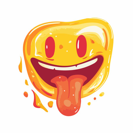 Playful Emoji Face Sticking Out Tongue with Heart Eyesのイラスト素材