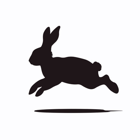 Leaping Silhouette of a Rabbit Captivating Night Skyのイラスト素材