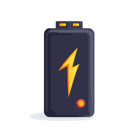 Minimalist Icon Displaying a Handheld Battery with Rounded Edges and a Simple Charge Symbolのイラスト素材
