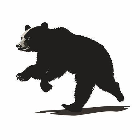 Dynamic Silhouette of a Running Bear Captured in Motionのイラスト素材