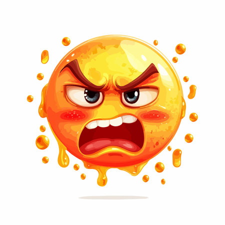 Flushed and Sweaty Emoji Face with Beads of Sweat ð¦のイラスト素材