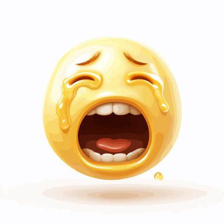 Emoticon Depicting Intense Sadness with Copious Tearsのイラスト素材