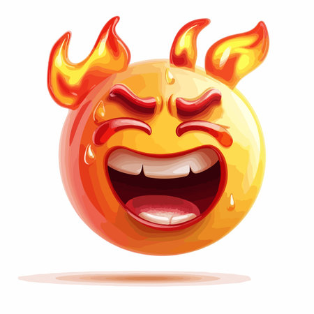 Flushed and Sweaty Emoji Face with Beads of Sweat ð¦のイラスト素材