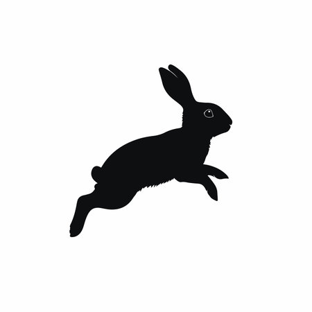 Leaping Silhouette of a Rabbit Captivating Night Skyのイラスト素材
