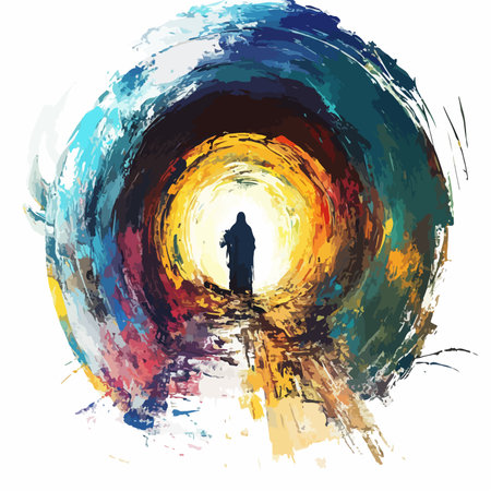 Abstract Art: Vivid Colors Dance on Empty Canvasのイラスト素材