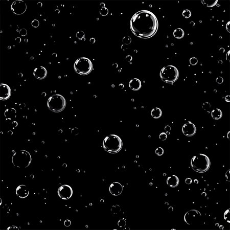 Abstract Black Seamless Pattern with Bubbles in a Unique and Modern Designのイラスト素材