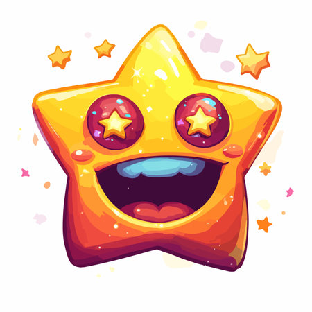 Dazzling Starry-Eyed Emoji Face with a Galactic Glowのイラスト素材