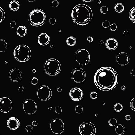 Abstract Black Seamless Pattern with Bubbles in a Unique and Modern Designのイラスト素材