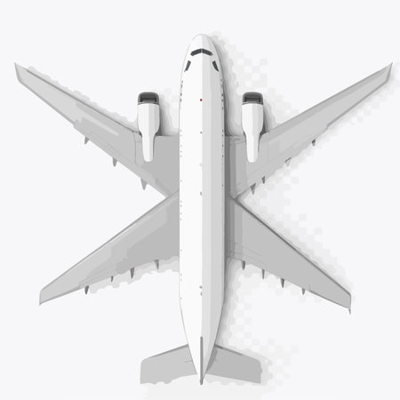 Close-Up of a Pristine White Airplane with Blue Sky Backgroundのイラスト素材