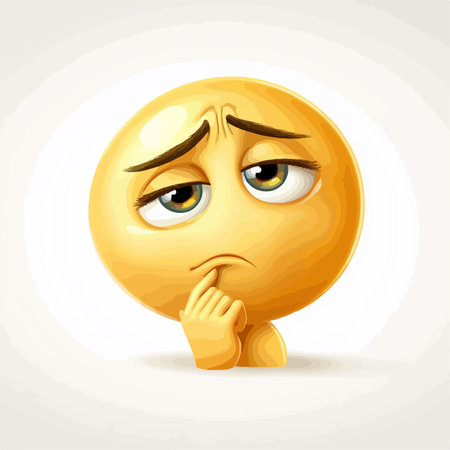 A Contemplative Emoji Face with a Hand on Its Chinのイラスト素材