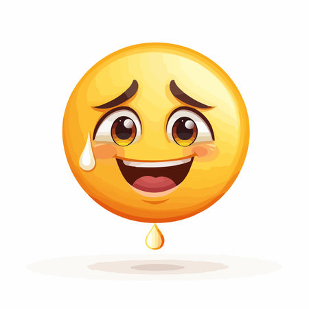 Emotional Rollercoaster: A Smiling Emoji with a Tear of Joy and Sorrowのイラスト素材