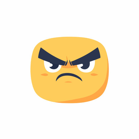 An Enraged Emoji with Frowning Expression and Frown Lineのイラスト素材