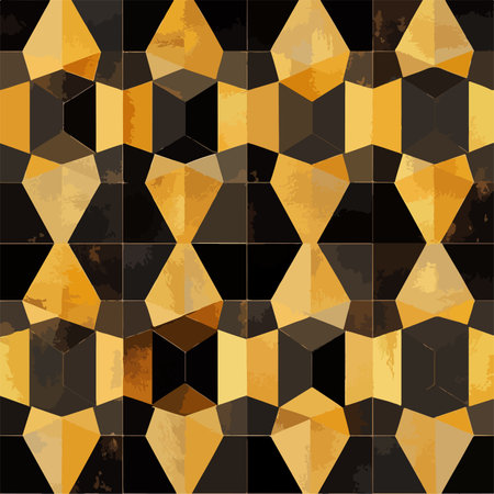 Abstract Geometric Gold and Black Pattern with Intricate Detailsのイラスト素材