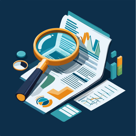 Analytical Audit Document with Security Icon for Data Protectionのイラスト素材