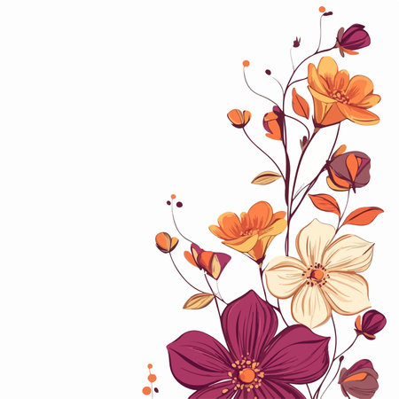 Beautiful Isolate Background with Colorful Vector Flowersのイラスト素材